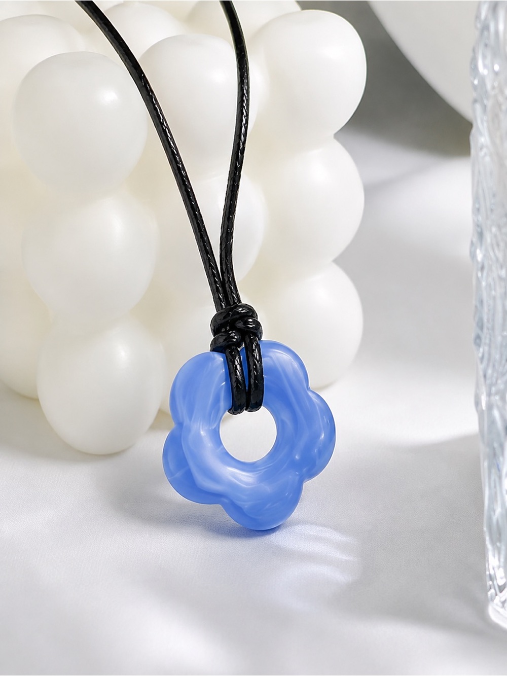 Blue Flower Pendant Necklace - Women's Accessories